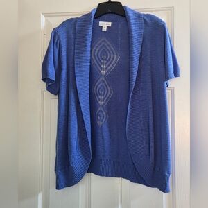 Short Sleeve Cardigan With Corcheted Detail